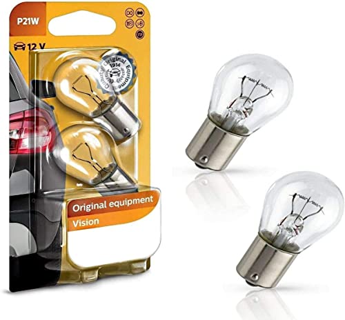 2x Philips P21W 12V 12498B2 Vision - mehr Licht Weiß Tagfahrlicht Rücklicht Bremslicht Hecklicht Ersatz Halogen Lampe E-geprüft