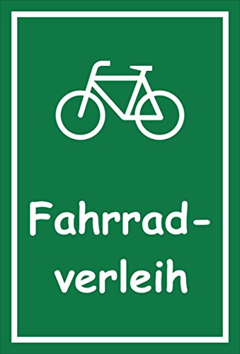 Melis Folienwerkstatt Schild - Fahrrad-Verleih - 30x20cm | Bohrlöcher | 3mm Aluverbund – S00050-092-G -20 VAR