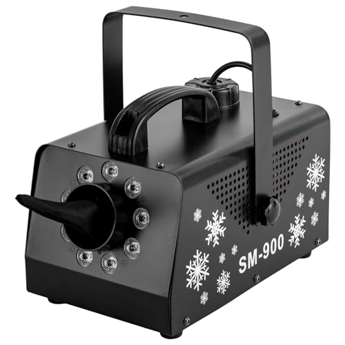 900W Schneemaschine, 900W Schnee Maschine, schaummaschine mit 9 LED und Fernbedienung, disco machine für Konzerte Geburtstage Partys Hochzeiten