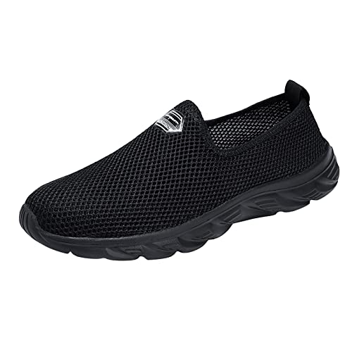 Sneaker Herren Schwarz 39-47：Barfußschuhe Herren Mesh Strandschuhe Sommer Freizeitschuhe Einfache Fitnessschuhe Leicht Turnschuhe Weich Laufschuhe Atmungsaktive Sportschuhe Große Größe Sneaker