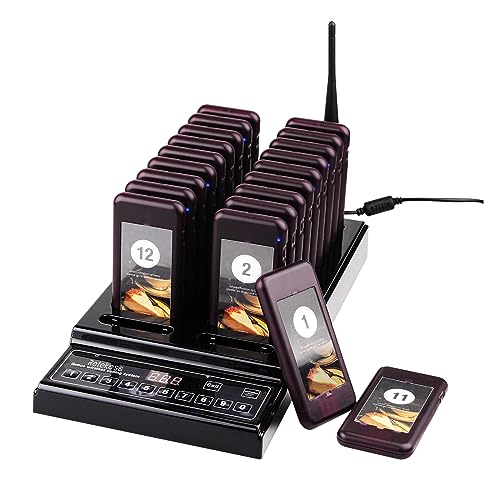 Retekess T112 Pager System, Pager Gastronomie, 36 Stunden Arbeitszeit, 500M, 998 Kanale, Anzeige für Schwache Batterie, Pager Rufsystem, Aufrufsystem für Restaurant, Spielplatz, Eisdiele