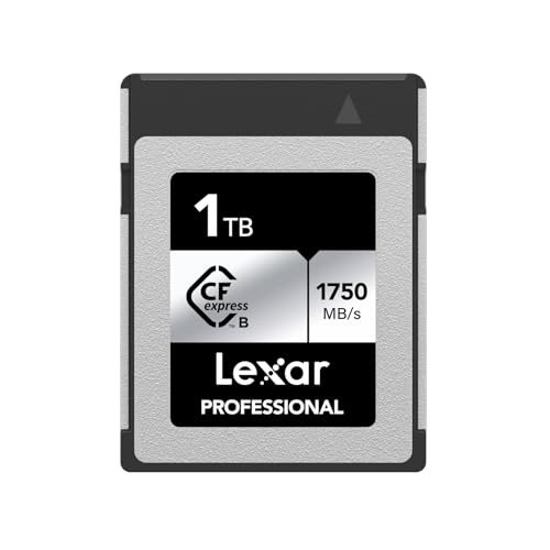 Lexar Professional Silver Series 1TB CFexpress Karte, Typ B CFe Karte, bis zu 1750MB/s Lesegeschwindigkeit, CF Karte mit PCIe Gen3x2, kompatibel mit DSLR, rückwärts mit XQD Kamera(LCXEXSL001T-RNENG)