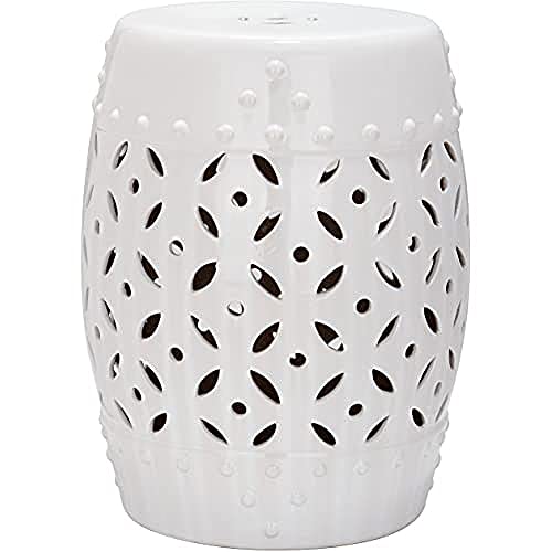 SAFAVIEH Modern Ceramic Garden Stool, in White, 35 X 35 X 45