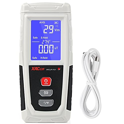 EMF Messgerät, XRCLIF Digitaler elektromagnetischer Strahlungsdetektor, Handheld EMF Tester für Zuhause/im Freien, Geisterjagdausrüstung, Elektrischer Feld-/Magnetfeldmonitor mit LED & Tonalarm