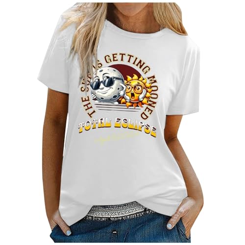 Lässige Oberteile Damen Kurzarm Frauen Männer lustiges Hemd Neuheit T-Shirts Kurzarm T-Shirts2 Damen Bluse Sommer Kurzarm (White, M)