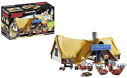 PLAYMOBIL Asterix 71266 Hütte des Verleihnix, Fischhändler Verleihnix und Seine Frau Jellosubmarine, Spielzeug für Kinder ab 5 Jahren