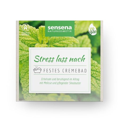 Sensena Festes Cremebad "Stress lass nach", Badezusatz mit Sheabutter und wertvollen Ölen, lockerndes Entspannungsbad, Zero Waste, Vegan und Cosmos Zertifziert, Naturkosmetik für gepflegte Haut