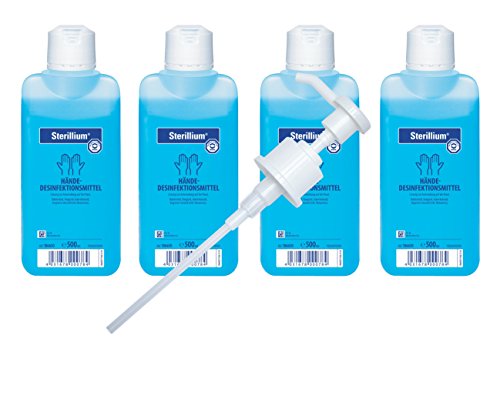 4x 500ml Flasche Sterillium Hygiene Händedesinfektion Desinfektionsmittel inkl. Gratis mediAID Dosierpumpe