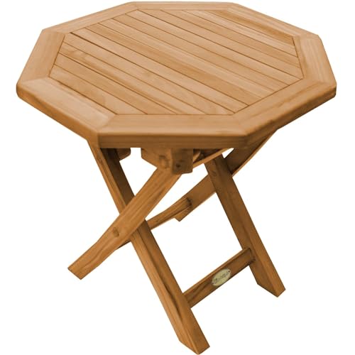 Teako Design Teak Klapptisch Potenza, Teakholz Gartenmöbel, Wetterfester Beistelltisch, FLEGT-Lizenziertes Holz, Outdoor-Tisch, Hochwertige Verarbeitung, Farbe: Natur, Größe: 50 cm