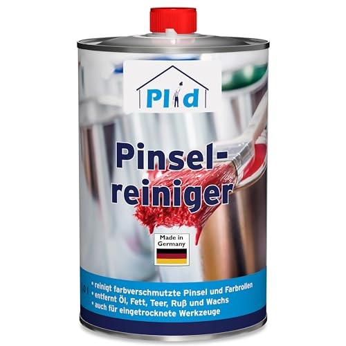 Plid® Pinselreiniger 1L [FARBLOS & GERUCHSMILD] - Pinsel Reiniger für verschmutzte Pinsel, Farbrollen und eingetrocknete Werkzeuge - Pinselreiniger reinigt Öl - & Acrylfarbe, Fett, Teer, Ruß & Wachs