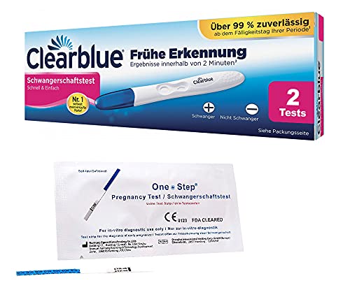 5 x One+Step ultraempfindlicher Schwangerschaftstest Frühtest + 2 x Clearblue Schwangerschaftstests Frühe Erkennung