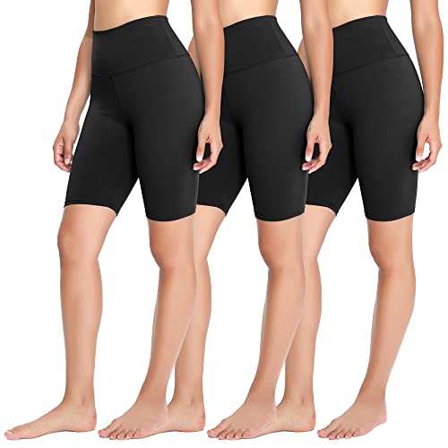 FOTOCITI 3er Pack Radlerhose Damen High Waist Kurze Sporthose Elastisch Shorts Sommer Leggings Hosen für Sport Yoga Gym(01#Schwarz*3, 4XL)