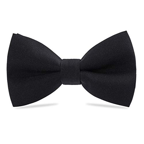 WELROG Klassische gebundene Fliege Kids & Men’Formal Solid Tuxedo Gabardine Einstellbare Fliege Krawatte für Erwachsene & Kinder für Hochzeitsfeier Ausgefallene Plain Bowties (Schwarz)