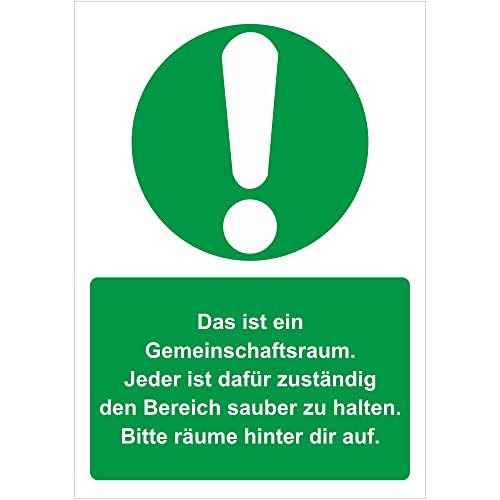 INDIGOS UG - PVC-Schild 5mm - Sicherheit - Warnung - Gemeinschaftsraum sauber halten - 300x200 mm - Hotel, Firma, Schutz, KITA, Arzt, Praxis, Wohnung