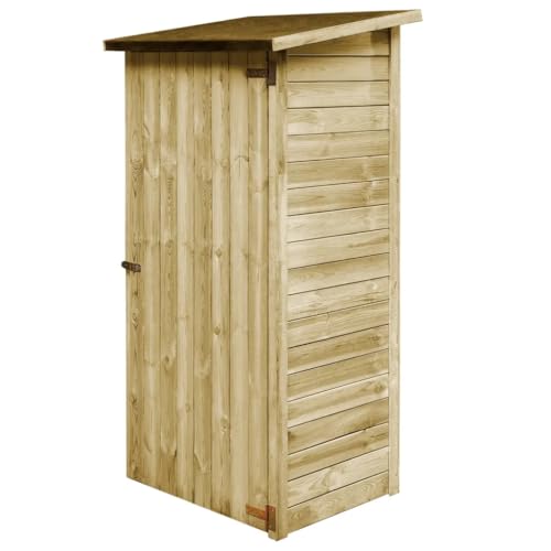 NIGISKAS Robuster Holzgeräteschuppen Für Den Garten - Langlebiger Outdoor-Lagerschuppen In Rustikalem Design - Einfacher Aufbau, Witterungsbeständigkeit - Naturholz, 88x76x17