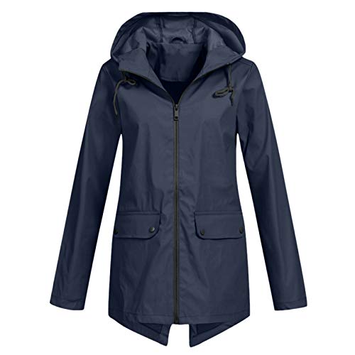 Regenjacke Damen Wasserdicht Atmungsaktiv Regenmantel Outdoorjacke Leicht Lang mit Kapuze Frauen Große Größen Winddicht Wasserdicht Kapuzen Regenparka Windbreaker Outdoorjacke Übergangsjacken