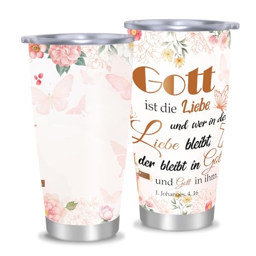 Christliche Geschenke, Thermosbecher mit Bibelvers Geschenkideen Religiöse Inspirierende Geburtstagsgeschenk Geschenke für Frauen Männer, Kaffeebecher to go Becher mit Deckel 20oz