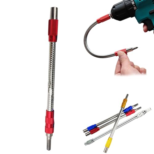 Hexagonal Shank Metal Flex Universal Extension Bit Holder,Flexible Extension Drill Bit Holder (Red)