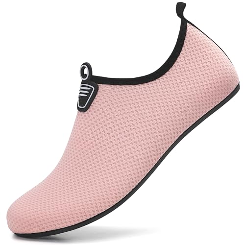 RUOMU Badeschuhe Herren Damen Wasserschuhe Schnell Trocknend Schwimmschuhe Barfußschuhe rutschfeste Leicht Aquaschuhe Strandschuhe fur Männer Frauen,Rosa 39 EU