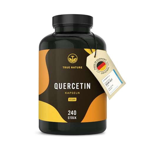 Quercetin - 240 Kapseln á 500mg - BIG PACK 8 Monate Vorrat - Veganer Premium Rohstoff: Japanischer Schnurbaum-Blütenextrakt - Deutsche Produktion, Ohne Zusätze - TRUE NATURE