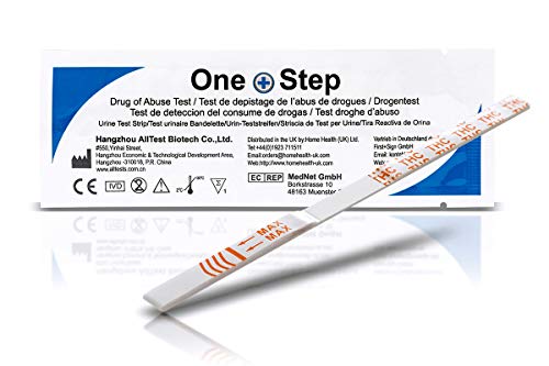 10 x One+Step THC Urintest, Drogentest Cannabis Marijuana Haschisch, Urin Teststreifen für den Schnelltest, hohe Sensitivität Cut-off: 20 ng/ml (10)