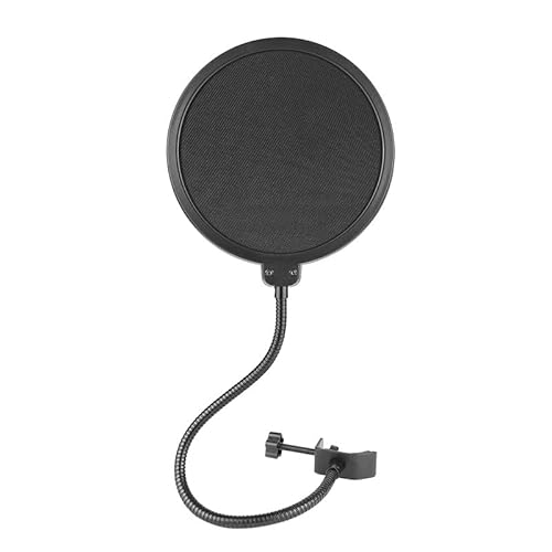 PIQIUQIU Popschutz, Mikrofon Popschutz Mic Windschutz Pop Filter für Mikrofon, Mit 360° Flexiblem Schwanenhals und Stabilisierungsarm - 6 Zoll