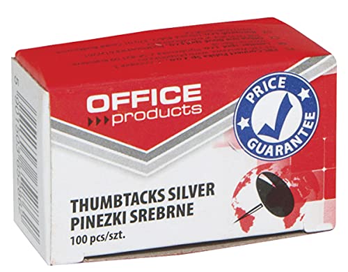 OFFICE PRODUCTS 18195013-19 Metallene Reißnägel Rund / 100 Stück/Silbern / 100 Stück in der Packung/für Büro oder DIY/Reißzwecken