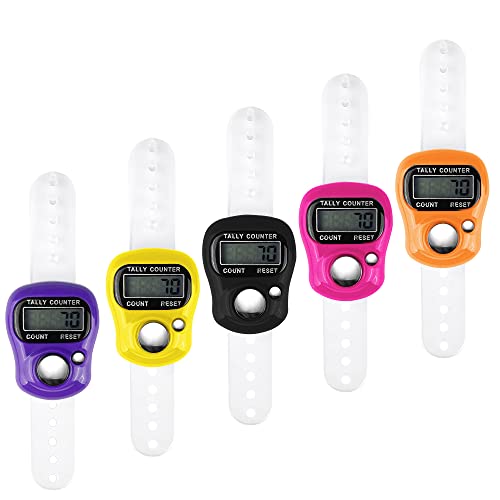 Gvolatee 5 Stück Fingerzähler, Finger Counter Clicker Reihenzähler Mini Handzähler,5 Digit LCD-Display für Inventur, Sport, Marketing, Flugzeug, Golf (Zufällige Farbe)