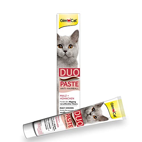 GimCat Duo Paste Anti-Hairball Malz und Hühnchen - Katzensnack fördert den Abgang verschluckter Haare - 1 Tube (1 x 50 g)