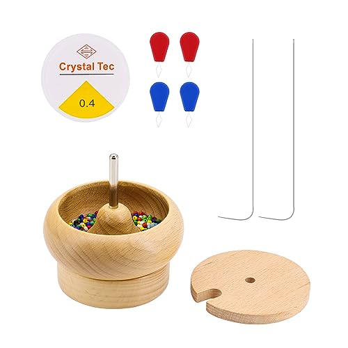 Seahelms Holzperlen-Spinner, 2-in-1-Perlen-Kit mit Spulen, Edelstein-Werkstatt, Perlenlader-Kit, DIY-Perlenherstellungs-Ausrüstungsset mit Edelstahl-Nadel, Perlenzubehör für Bastelsamen