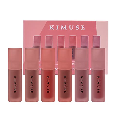 KIMUSE Lip Stain, Water Gel Tint 6 Colors | Hochpigmentiert, leicht, lang anhaltend, feuchtigkeitsspendend, niemals an Tieren getestet