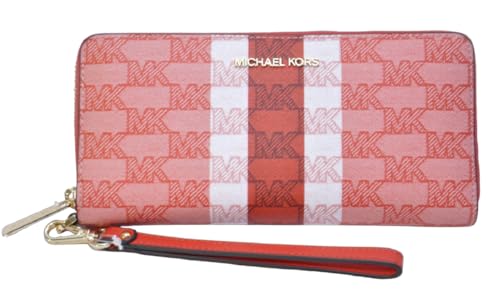 Michael Kors Jet Set Travel Continental Wristlet Signature Striped Logo, Dunkle Sangria, Inches