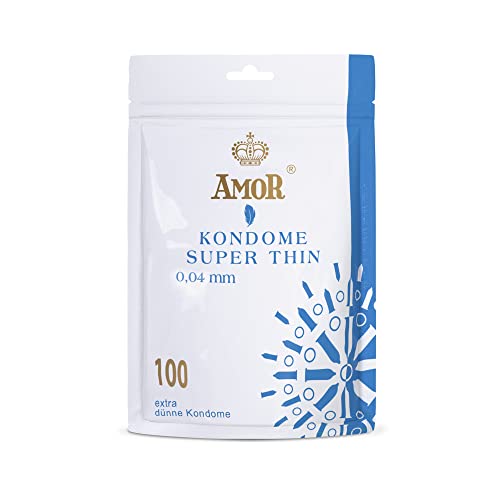 AMOR Premium Kondome Super Thin, Extra dünne Wanddicke 0.04 mm, Ø 53 mm, 100 Stück