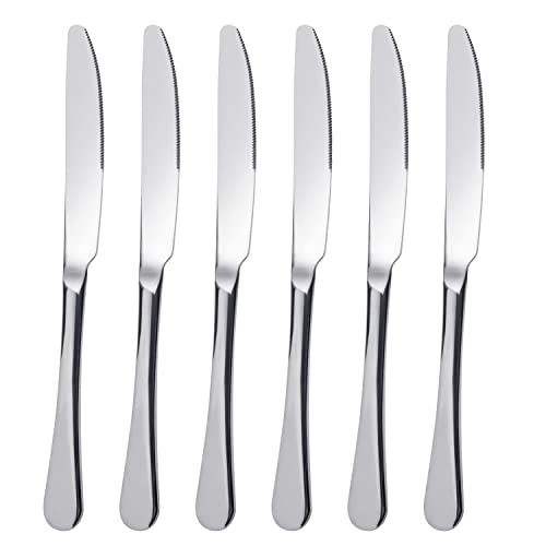 FOXAS 6 Stück Tafelmesser, 23CM Menümesser Edelstahl Rostfrei, Besteck Messer 6er Set, Menümesser Poliert, Spülmaschinengeeignet, Besteckmesser Serie Bon Appétit