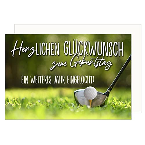 Edition Seidel Premium Geburtstagskarte mit Umschlag. Glückwunschkarte mit Spruch Geburtstag Billet Happy Birthday Grusskarte Mann Frau Golf (G3429 SW023)