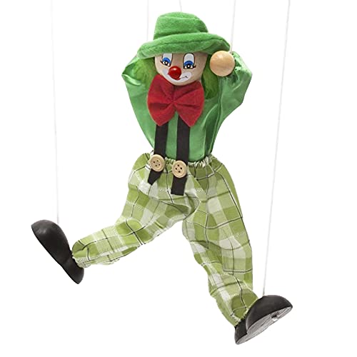 Clown Marionette Puppe Pull String Spielzeug Clown Spiel Holz Marionette für Kinder Handmarionette Puppet Spielzeug für Kinder Weihnachten Halloween Geburtstage