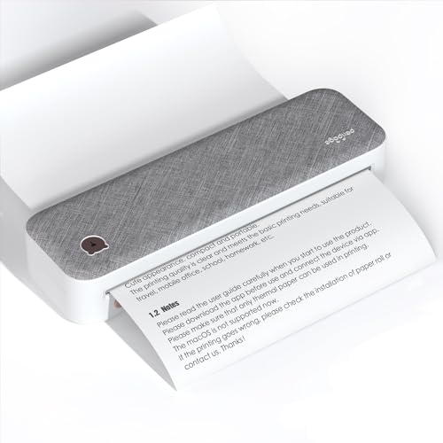 Bisofice PeriPage Mobiler Drucker A4 für Unterwegs, Mini Drucker A4 Thermodrucker Bluetooth USB Portable Mini Printer, Unterstützung 2''/3''/4'' Papierbreite Kompatibel mit Android/iOS/Win/Mac