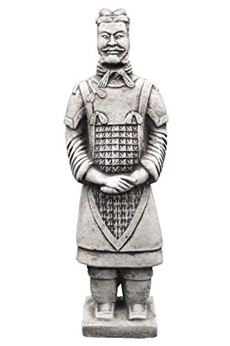 gartendekoparadies.de Statue Chinesischer Terrakotta-Krieger - Motiv II, Steinfigur, H. 37 cm, 3 kg, Grau, frostsicher aus Steinguss für Außenbereich