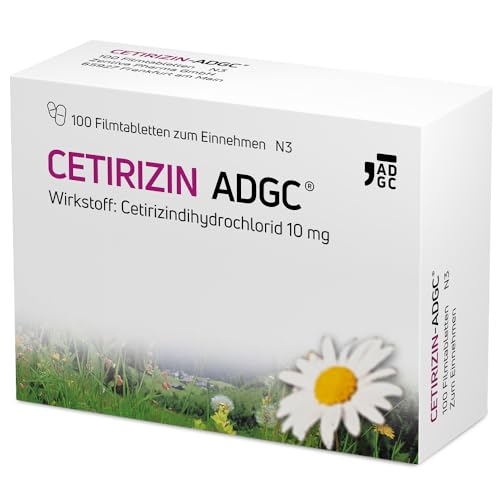 Cetirizin-ADGC® - 100 Stück - Allergie-Tablette mit schneller und langanhaltender Wirkung gegen Allergien, Heuschnupfen, Nesselsucht und tränende Augen - für Erwachsene und Kinder ab 6 Jahren