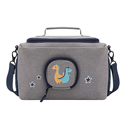 JP Journey Tasche für Toniebox - Transporttasche für Tonie Figuren und Box zum Aufhängen für Reisen und Auto (Grau-Blau Dino)