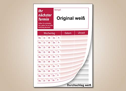 20 x Terminblock mit Durchschlag je 50 Terminzettel DIN A7 (rot)