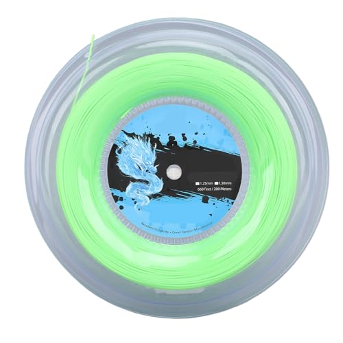 BONKZEBU Tennissaite, 200 M Polyester-Spulen-Tennisschlägersaite, Fluoreszierende Grüne Spinnrollen-Tennissaite für das Tennistraining