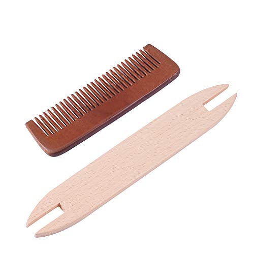 nbeads Weaving Tool Kit, Einschließlich 1 PC Holz Strickmaschinen Shuttle Und 1 PC Holz Weben Kamm Webstuhl Maschinenzubehör Für DIY Handwerk, Gemischte Farbe