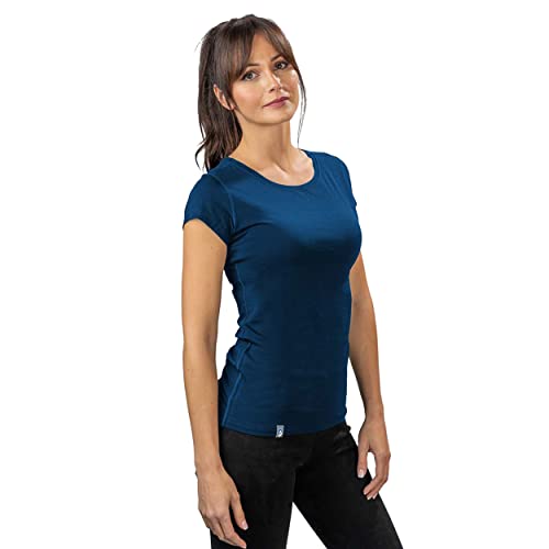 ALPIN LOACKER Merino Shirt Damen Kurzarm - Das Merino T-Shirt Damen für Wandern und Outdoor I atmungsaktives Thermoshirt Damen für Sport I Merino Unterwäsche Damen, Blau M