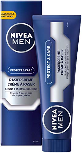 NIVEA MEN Protect & Care Rasiercreme (100 ml), mit cremigem Schaum für eine sanfte Rasur, hautschonende Rasiercreme für Herren