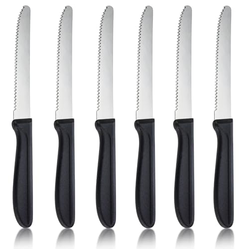 hunnycook Frühstücksmesser 6 Stück, Wellenförmiger Tafelmesser mit Wellenschliff, Frühstücksmesser set aus Edelstahl, Besteck messer set für Haus und Restaurant, Spülmaschinenfest