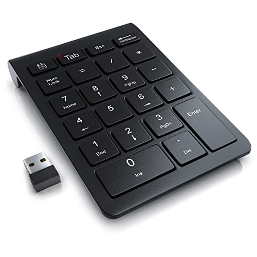 CSL - Numpad kabellos - 2,4 Ghz Funk - Ziffernblock Wireless - Keypad mit 22 Tasten - 10 Multifunktionstasten Multimedia-Keys - Tastatur mit Energiesparmodus - für Laptop Desktop PC und Notebook