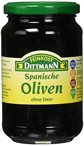 Feinkost Dittmann Geschwärzte Oliven ohne Stein, 1er Pack (1 x 300 g)