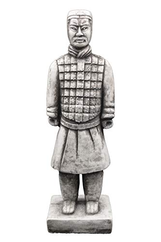 gartendekoparadies.de Statue chinesischer Terrakotta-Krieger-Motiv V, Steinfigur, H. 36 cm, 3 kg, Grau, frostsicher aus Steinguss für Außenbereich