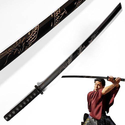 Bokken aus Holz, Shinai, Katana Wakizashi Tanto, Kendo Schwert Waffenzubehör aus Holz, Kendo-Schwertkampf-Training, Samurai Schwert, Rollenspiel Cosplay Iaido-Bokken (Bokken mit Drachenmuster)